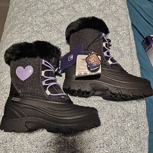 Kids Black and Purple Winter Boots